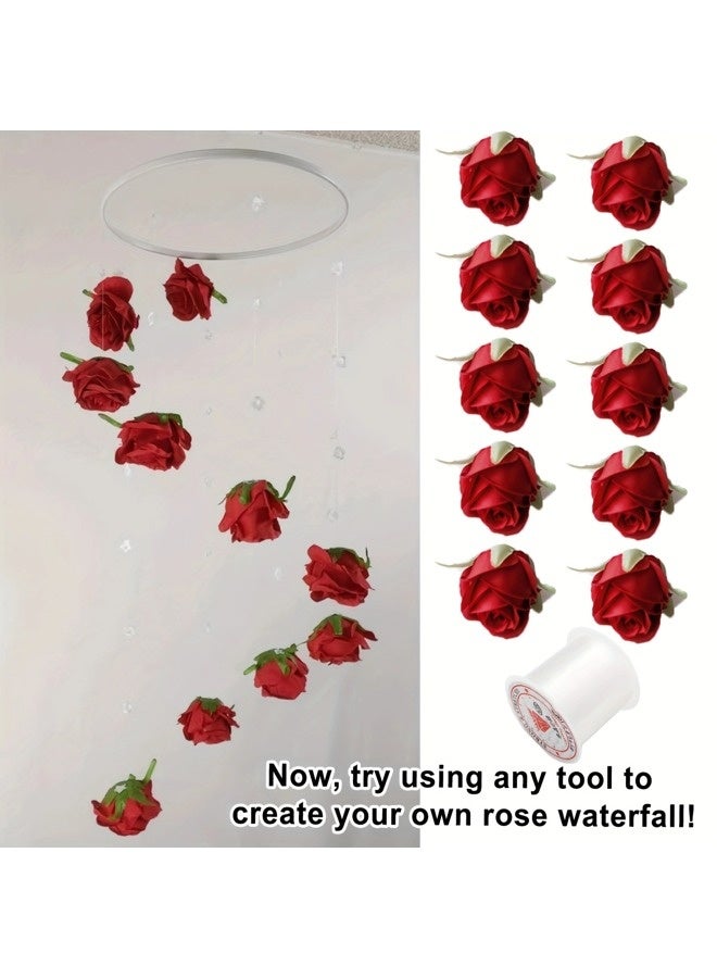 ShebSheb 30 Pcs Mini Red Rose Head Fake Red Roses Artificial Flowers for Home DIY Flower Wall Party Birthday Decor - Image 4